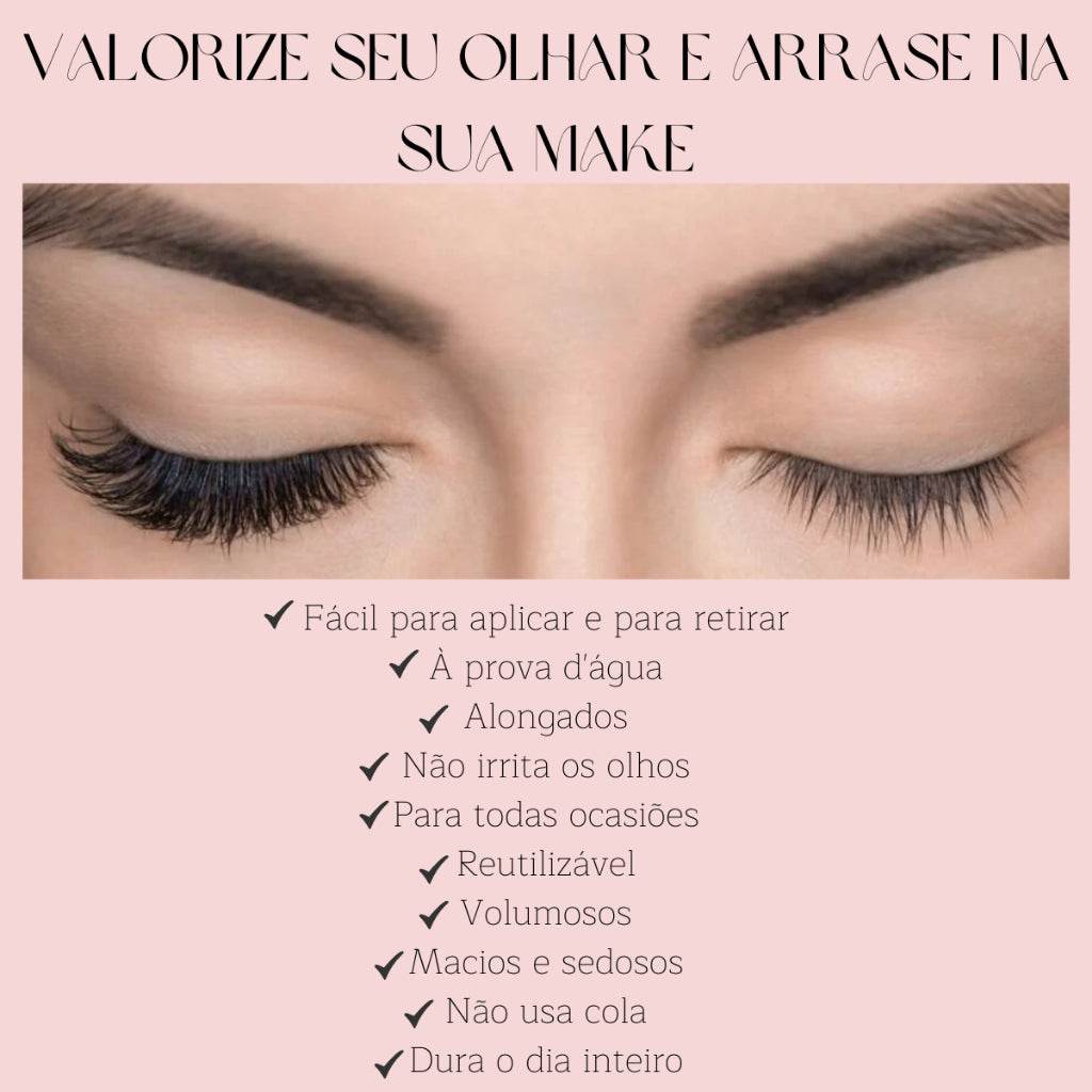 Cílios Postiços Magnético Kit Com 5 Pares Robella Make - Robella Make