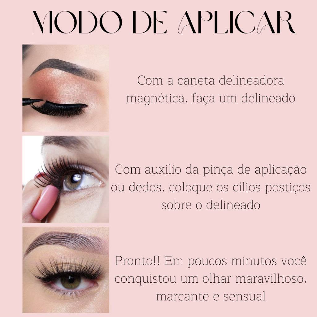 Cílios Postiços Magnético Kit Com 5 Pares Robella Make - Robella Make