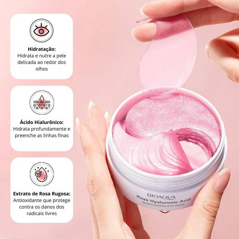 Máscara Facial Anti-Inchaço e Olheiras com Ácido Hialurônico Rosa