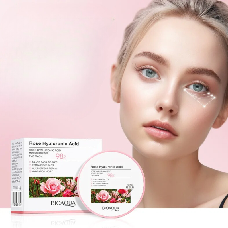 Máscara Facial Anti-Inchaço e Olheiras com Ácido Hialurônico Rosa