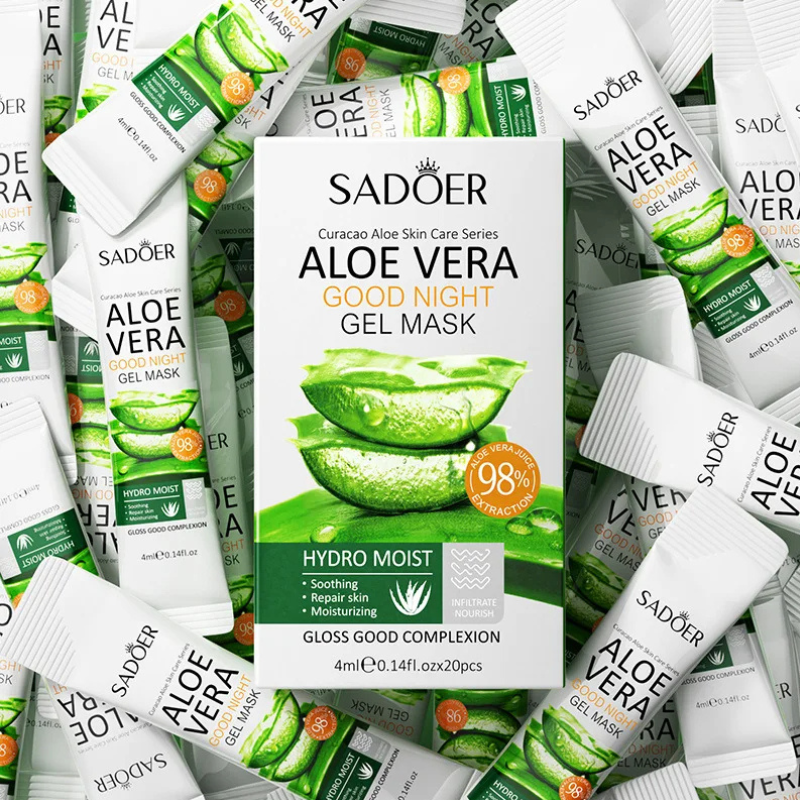 Máscara Facial Portátil de Aloe Vera - Calmante e Reparadora - 20 Unidades