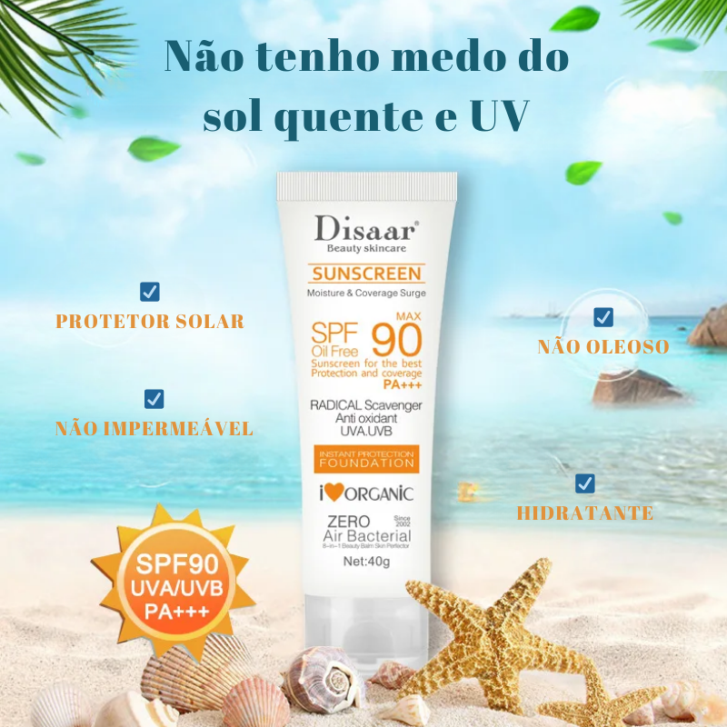 Creme Solar Facial Hidratante SPF50/90 - Proteção Refrescante para Todos os Tipos de Pele