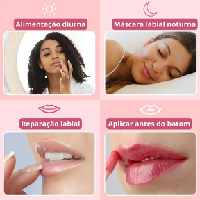 Bálsamo Labial 2 em 1 Com Geleia Esfoliante Hidratante + Máscara de dormir para Lábios