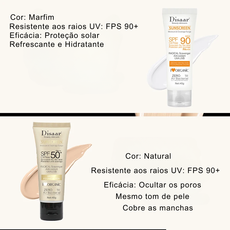 Creme Solar Facial Hidratante SPF50/90 - Proteção Refrescante para Todos os Tipos de Pele