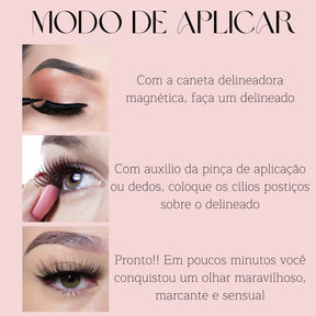 Cílios Postiços Magnético Kit Com 5 Pares Robella Make - Robella Make